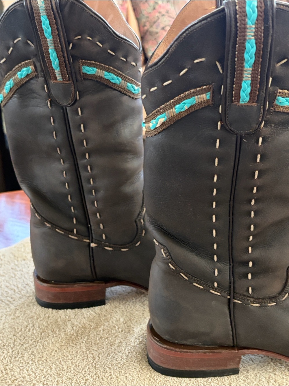 Tanner Mark Brown Leather Western Boots - Picture 4 of 16